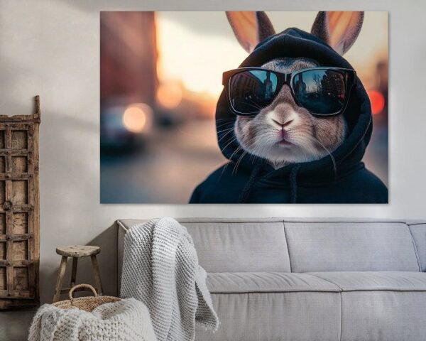 Cooler Hase mit Sonnenbrille und Hoodie