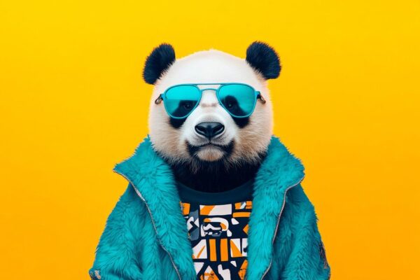 Cooler Panda im trendigen Outfit