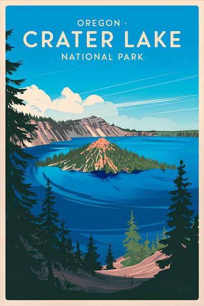 Crater Lake, Oregon Vintage Travel Poster