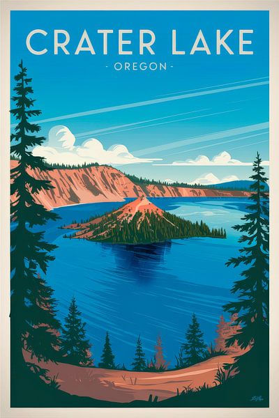 Crater Lake, Oregon - Vintage Travel Poster