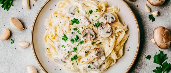 Cremige Pasta mit Champignons und Kräutern