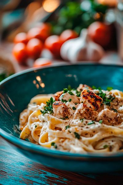 Cremige Pasta mit Hähnchen und Kräutern