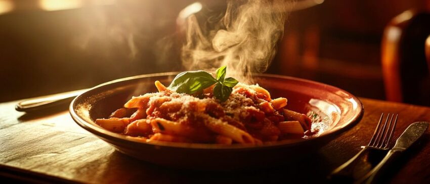 Dampfen von köstlicher Pasta – Genussmoment