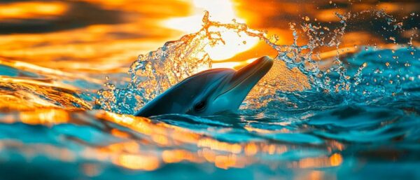 Delfin springt im Sonnenuntergang