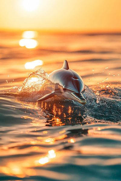 Delfin springt im Sonnenuntergang