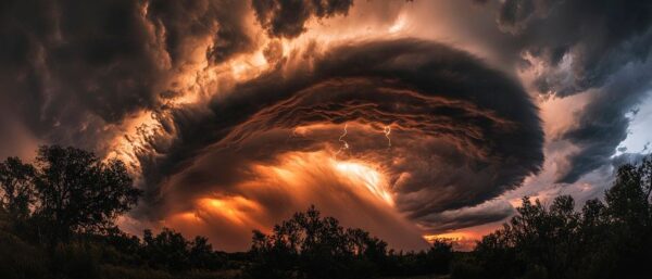 Dramatische Wolkenformationen bei Sonnenuntergang