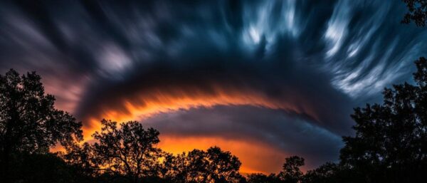 Dramatischer Sonnenuntergang mit Wolken