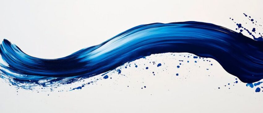 Dynamische blaue Farbschicht – Abstrakte Kunst