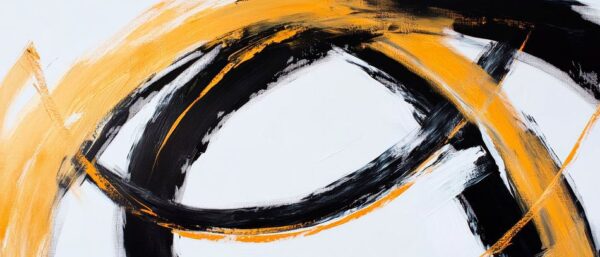 Dynamische orange-schwarze Linienkunst