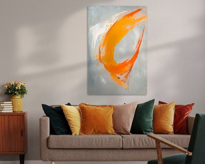 Dynamische Orangefläche auf Grauem Grund