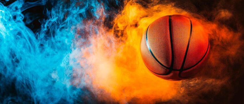 Dynamischer Basketball im Nebel