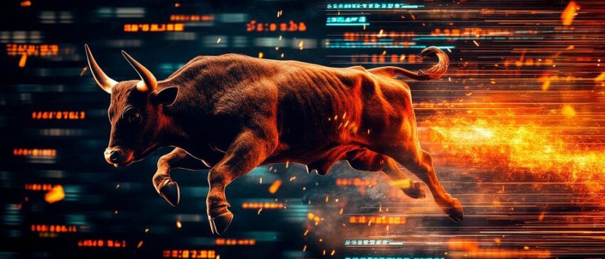 Dynamischer Stier mit Feuer – Futuristisch