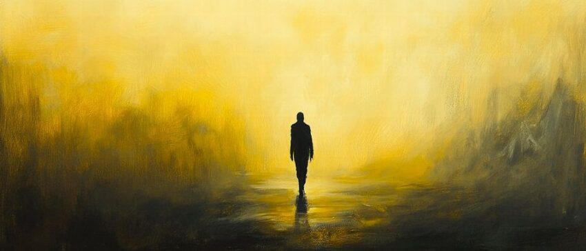 Einsame Gestalt im Nebel