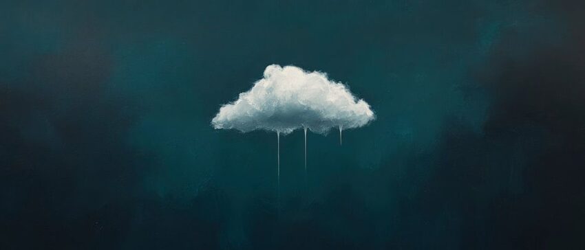 Einsame Wolke über dunklem Himmel