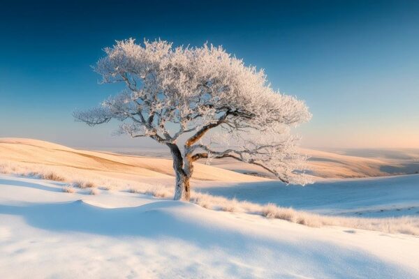 Einsamer Baum im winterlichen Schnee