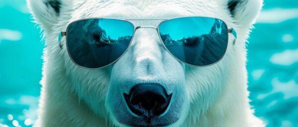 Eisbär mit Sonnenbrille im Aqua-Stil