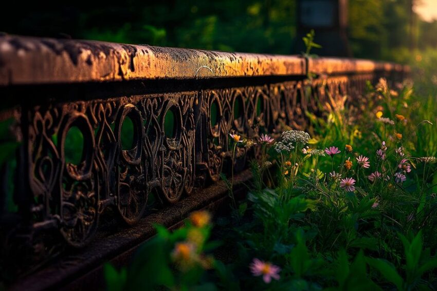 Eisenbahnbrücke im Sonnenlicht – Natur