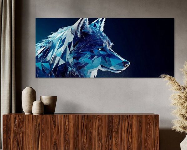 Eiskalter Wolf im facettierten Design