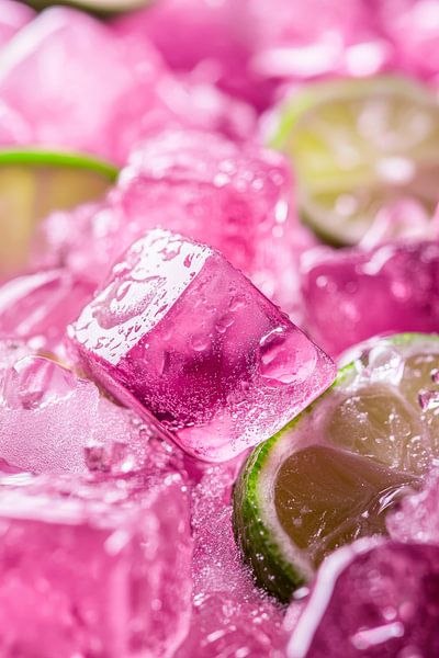 Eiswürfel mit Limette – Erfrischend rosa