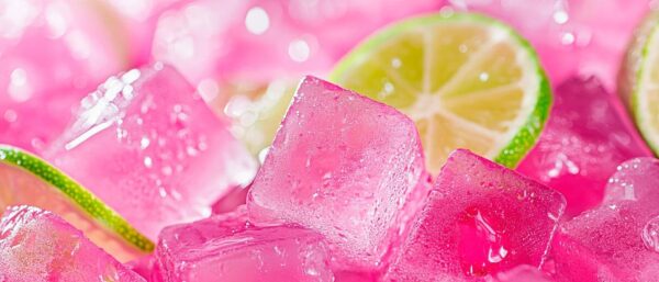 Eiswürfel mit Limette – Erfrischend rosa