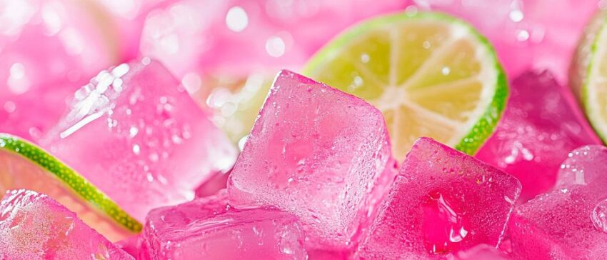 Eiswürfel mit Limette – Erfrischend rosa