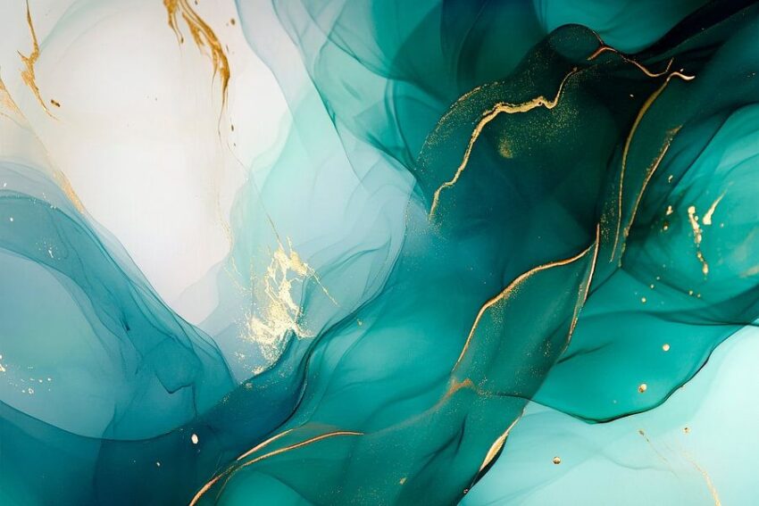Elegante Aquarellmuster in Blau-Grün