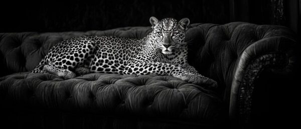 Eleganter Leopard auf Couch