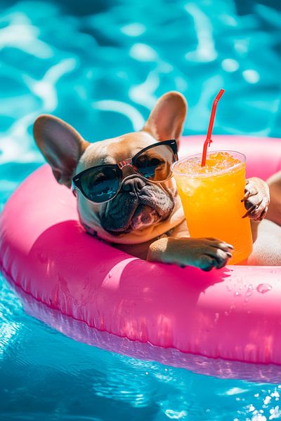 Entspannter Hund im Poolring