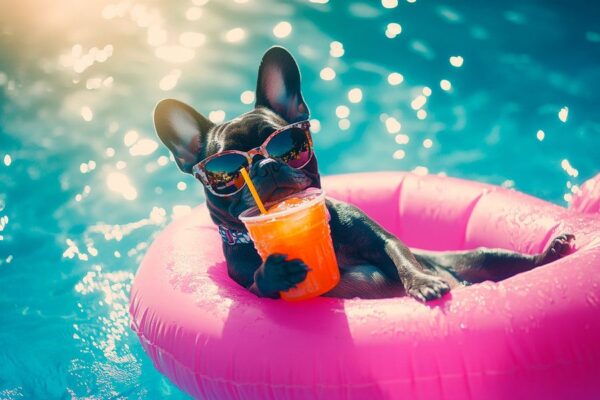 Entspanntes Hundeleben im Pool