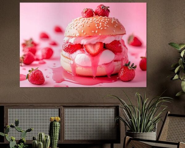 Erdbeer-Burger mit Sahne und Sauce