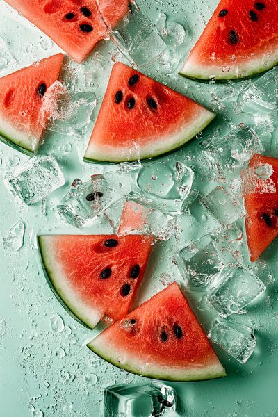 Erfrischende Wassermelonen mit Eiswürfeln