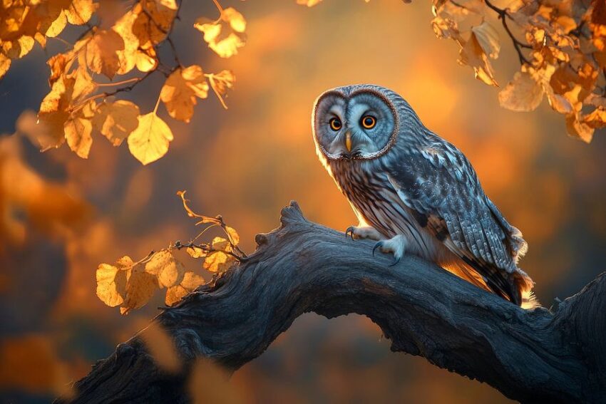 Eule im Herbstlicht