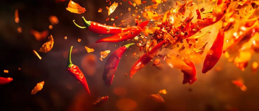 Explosive Chilis im flammenden Tanz