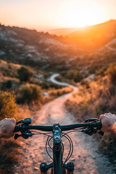 Fahrradfahren bei Sonnenuntergang