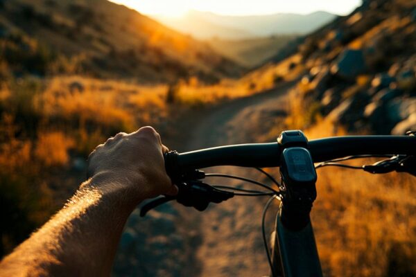 Fahrradfahren bei Sonnenuntergang