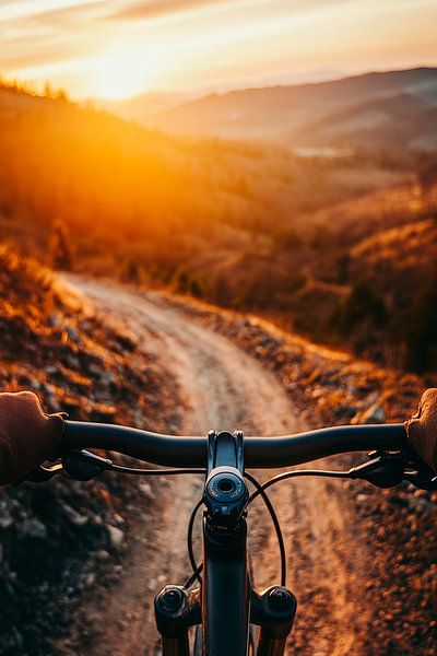 Fahrradfahrt bei Sonnenuntergang