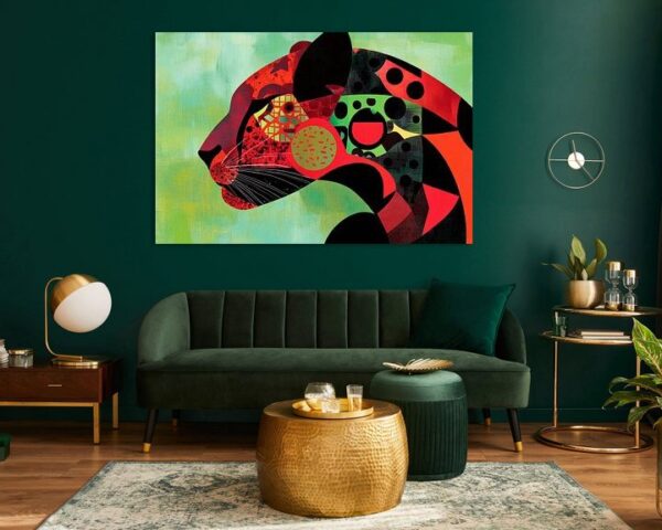 Farbenfrohes Pantherprofil im Pop-Art-Stil