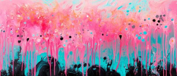 Farbexplosion in Pink und Blau – Abstrakt