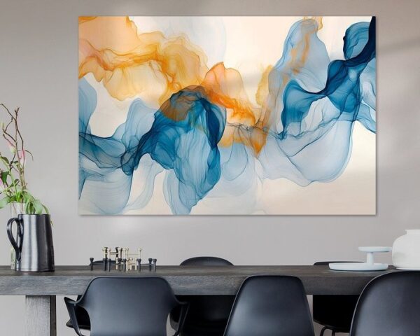 Farbige Aquarellswirls in Blau und Orange