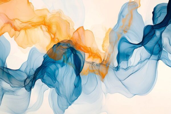 Farbige Aquarellswirls in Blau und Orange