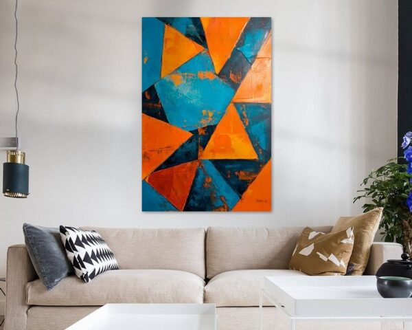 Farbige Geometrie: Blau und Orange Spiel