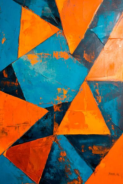 Farbige Geometrie: Blau und Orange Spiel