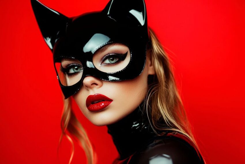 Feline Eleganz in Rot und Schwarz