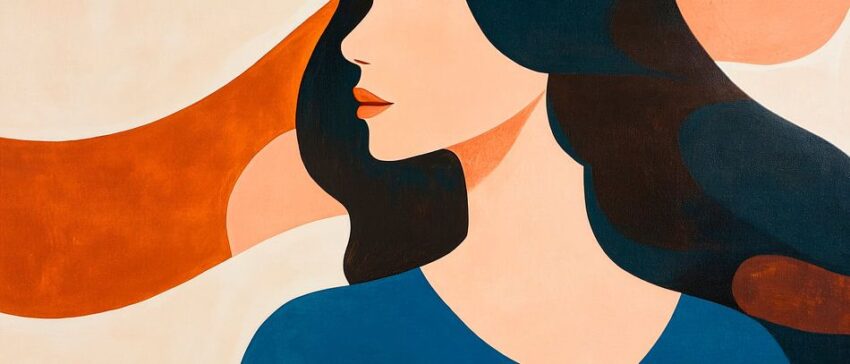 Feminines Profil in sanften Farben