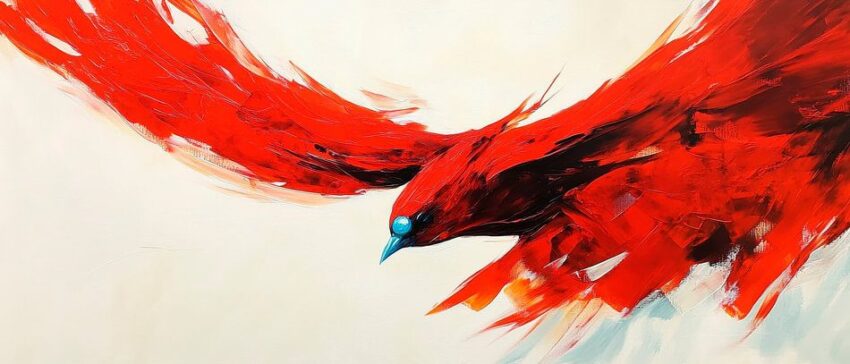 Feuriger Vogel im Flug – Abstrakt