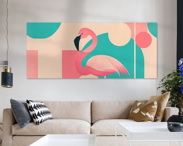 Flamingo im Farbenspiel – Grafisch Modern