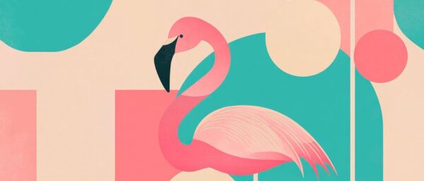 Flamingo im Farbenspiel – Grafisch Modern