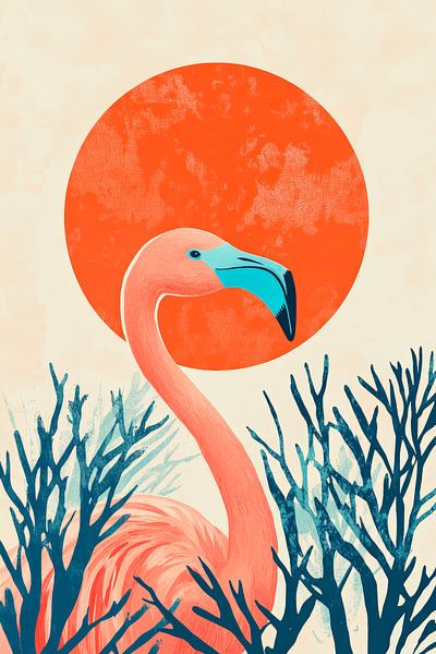 Flamingo im Sonnenuntergang – Farbenspiel