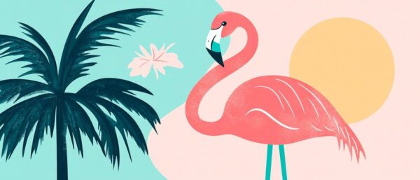 Flamingo im Tropenparadies – Pastellfarben