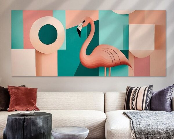 Flamingo in geometrischem Farbenspiel